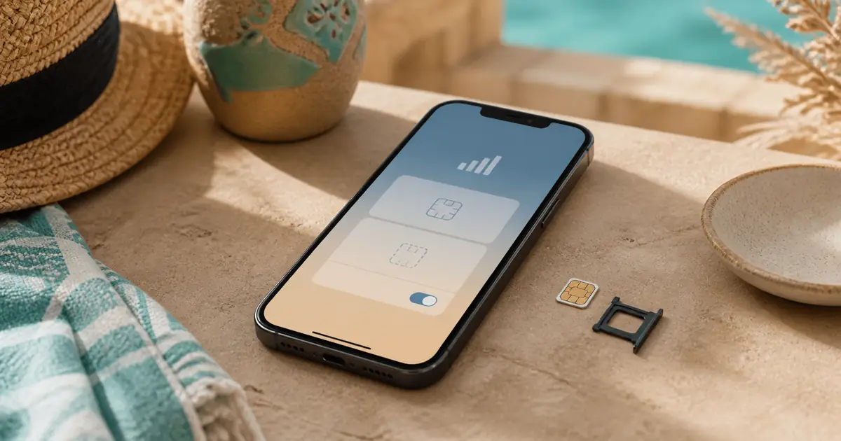 Смартфон, SIM-карта и eSIM как иллюстрация подключения мобильного интернета в Египте